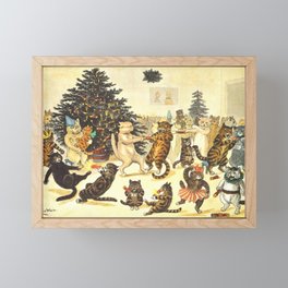 'Christmas Party Cats' by Louis Wain Vintage Cat Art Framed Mini Art Print