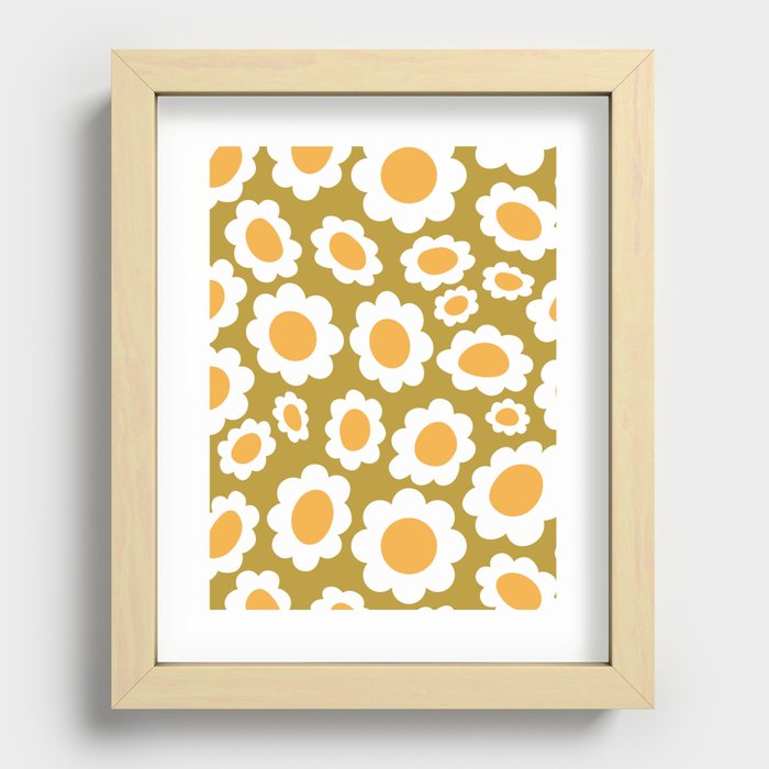 Groovy Daisies Pattern 1 Recessed Framed Print