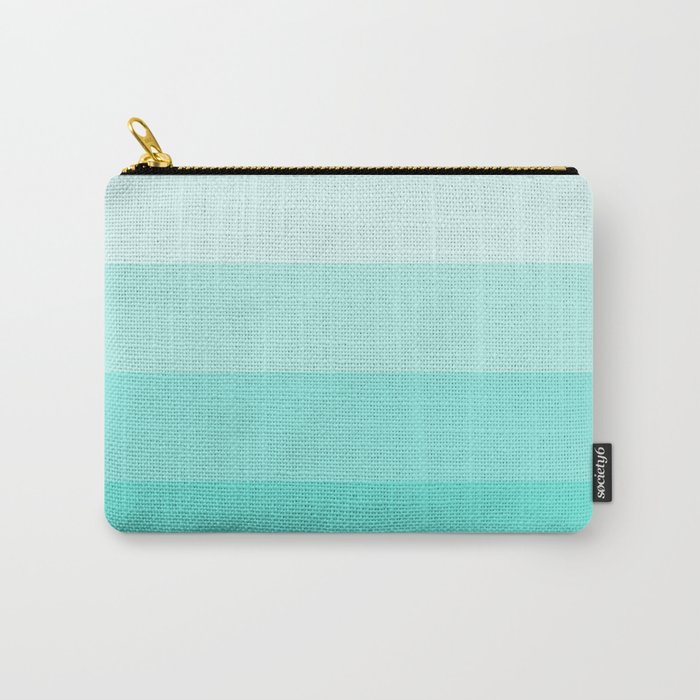 White to Turquoise Ombre Stripes Carry-All Pouch