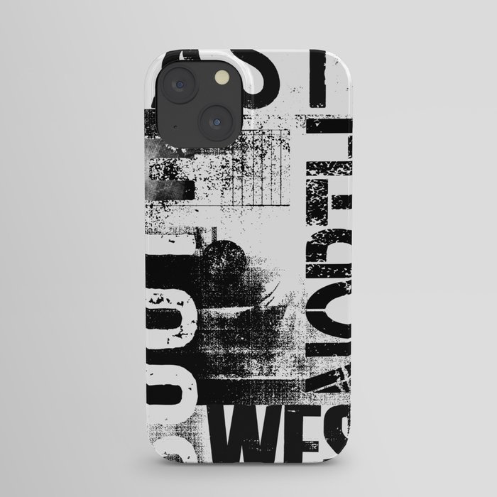 East South North West Black White Grunge Typography iPhone Case
