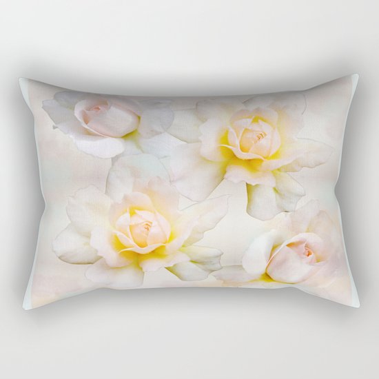 Romantic pastel roses on a paper textured background Rectangular Pillow
