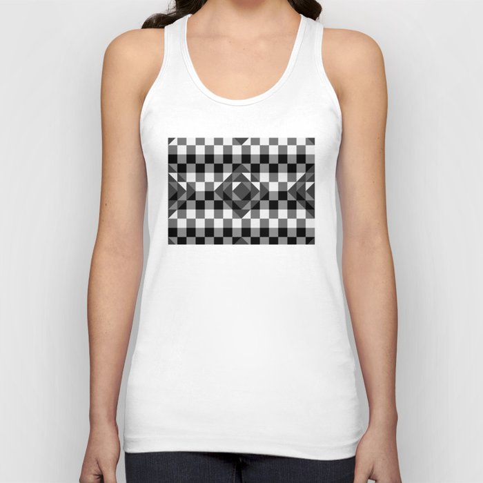 Black and white gingham checked ornament Tank Top