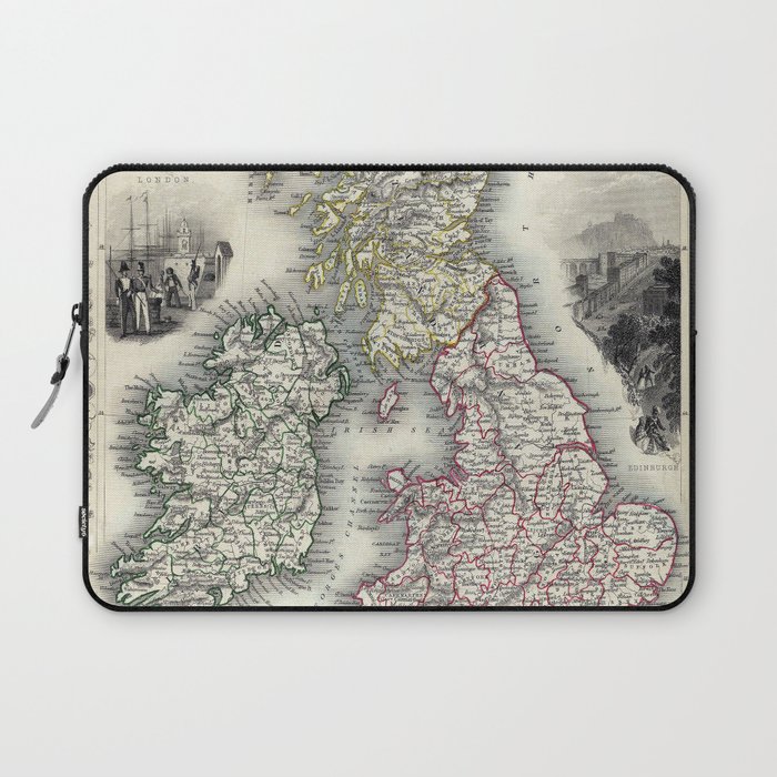 The British Isles - Tallis - 1851 Vintage pictorial map Laptop Sleeve