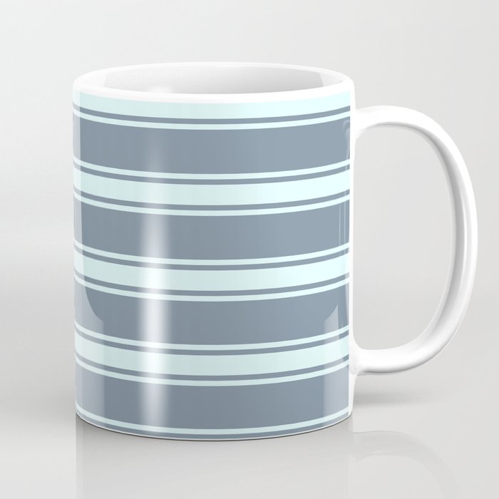 Light Slate Gray & Light Cyan Colored Lines/Stripes Pattern Coffee Mug