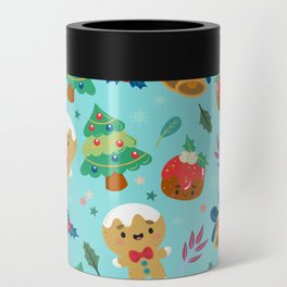Christmas Pattern Cute Gingerbread Tree Bell Can Cooler