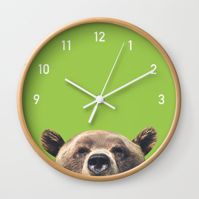 Bear Numbers Clock Green Wall Clock