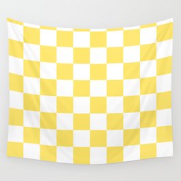 Sunny Yellow Checkerboard Pattern Palm Beach Preppy Wall Tapestry