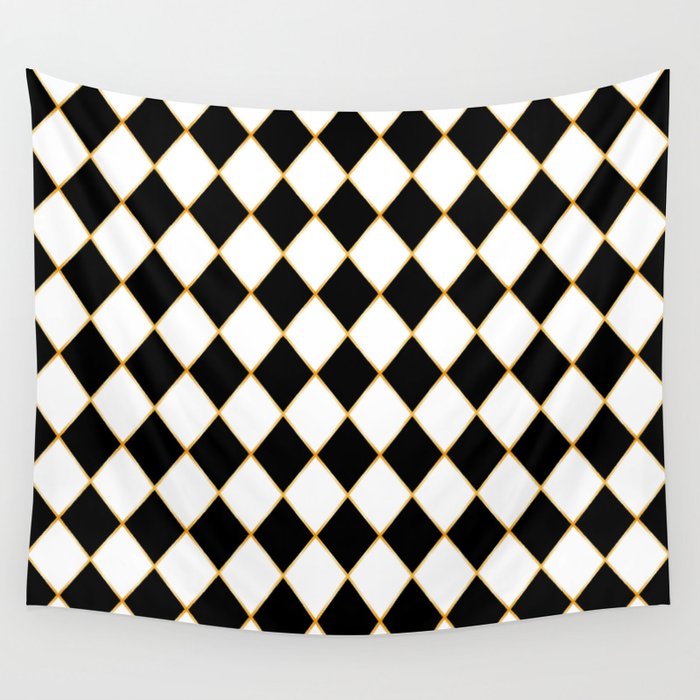Chess board with golden threads Wall Tapestry