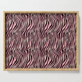 Pink Black Zebra Stripes Pattern Serving Tray