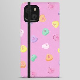Valentines Day Candy Hearts Pattern - Pink iPhone Wallet Case