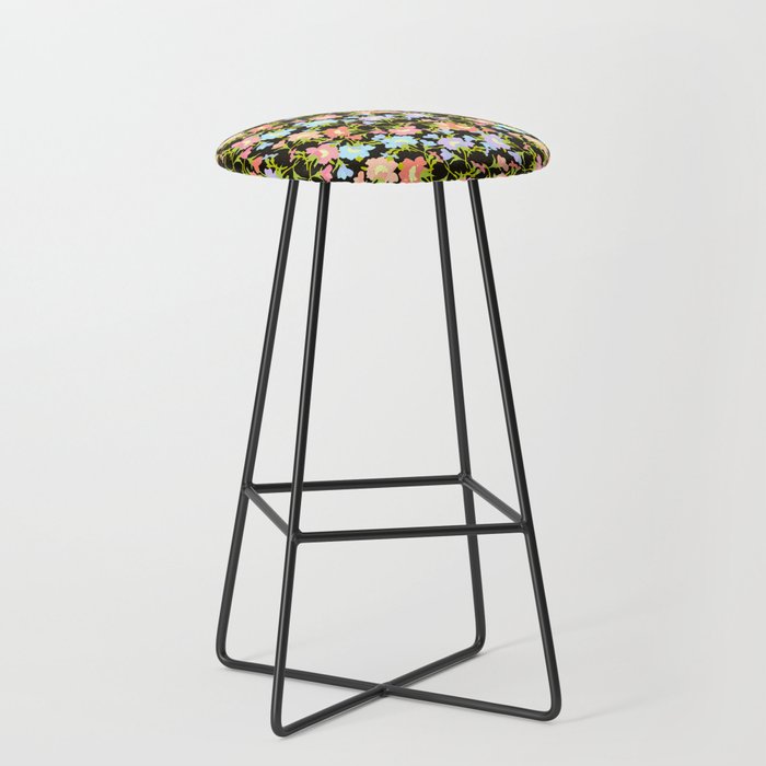 bright green and black evening primrose flower meaning youth and renewal Bar Stool