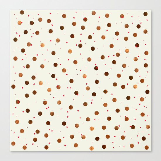 Copper Polka Dots With Red Hint Pattern Canvas Print