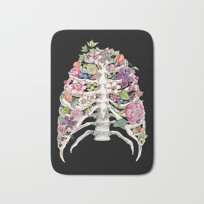"Blooming on the Inside" - Flowers in Ribcage Bath Mat