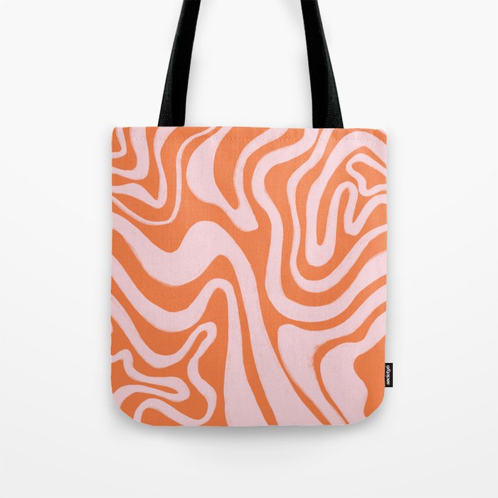 Retro Coral Rose Liquid Swirl Tote Bag
