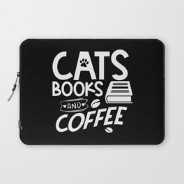 Cats Books Coffee Quote Bookworm Reading Typographic Saying Laptop Sleeve