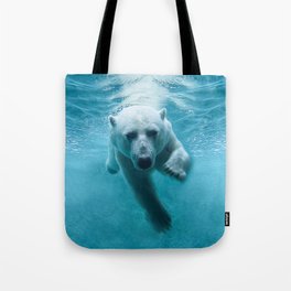 Polar Bear Swimming Tote Bag