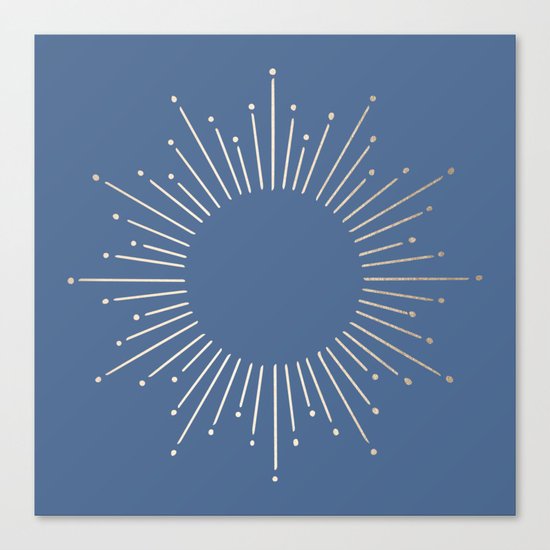 Simply Sunburst in Aegean Blue Canvas Print