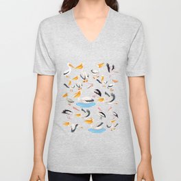 Pelican lover pattern V Neck T Shirt
