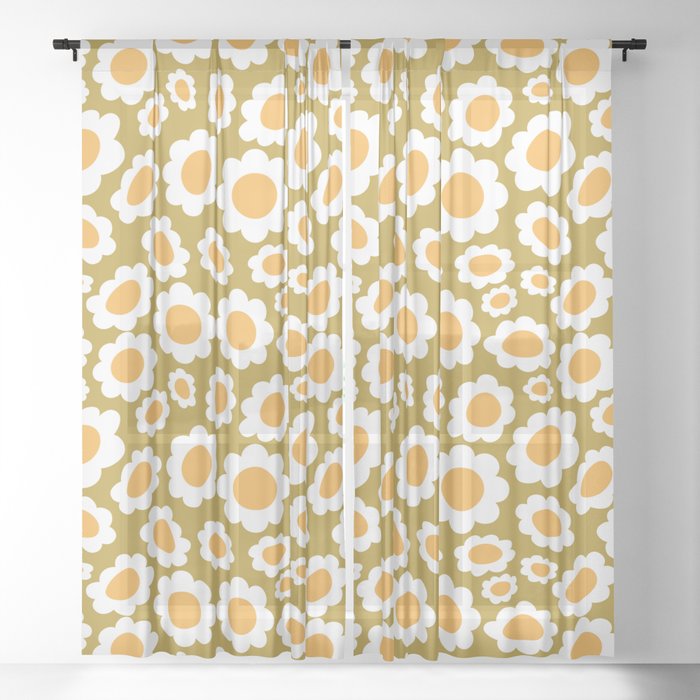 Groovy Daisies Pattern 1 Sheer Curtain