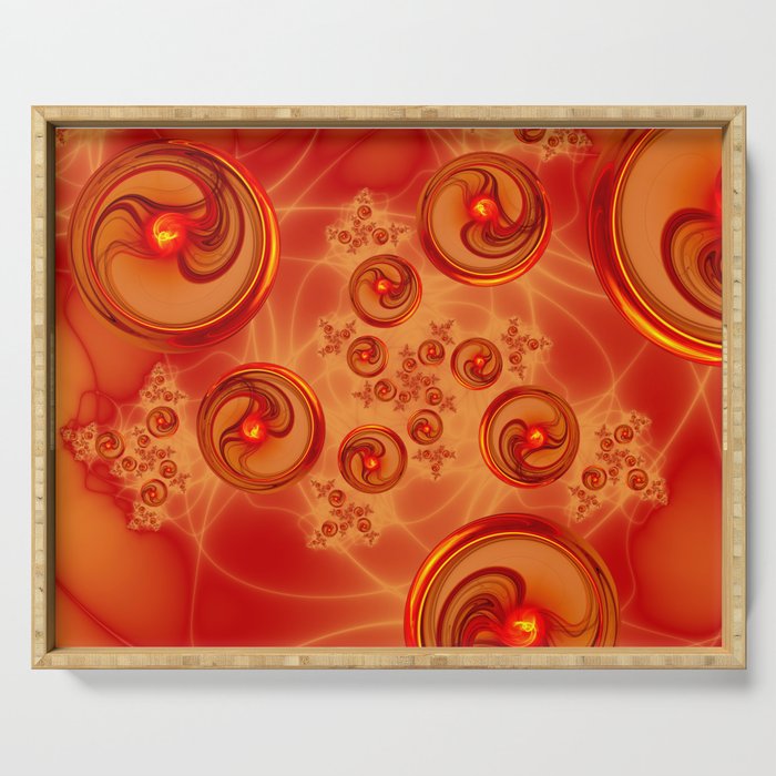 Power And Energy, Abstract Fractal Art Serving Tray