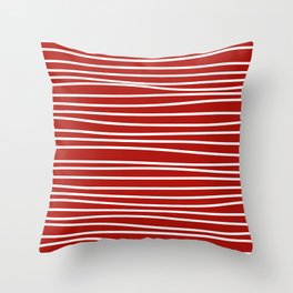 Red & White Maritime Hand Drawn Stripes - Mix & Match with Simplicity of Life Throw Pillow