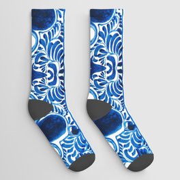 Blue & White Mexican Talavera Socks
