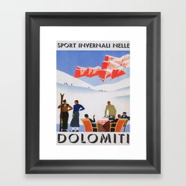 Dolomites Italy Vintage Ski Poster Framed Art Print