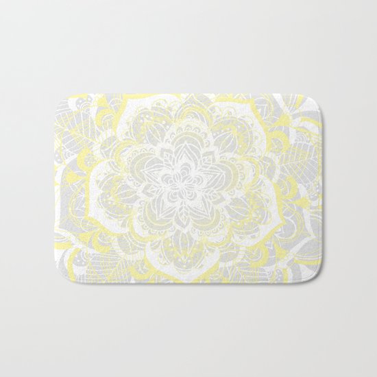 Woven Fantasy - Yellow, Grey & White Mandala Bath Mat