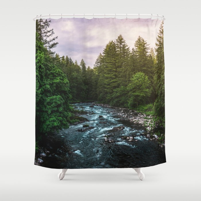 PNW River Run II - Pacific Northwest Nature Photography Shower Curtain