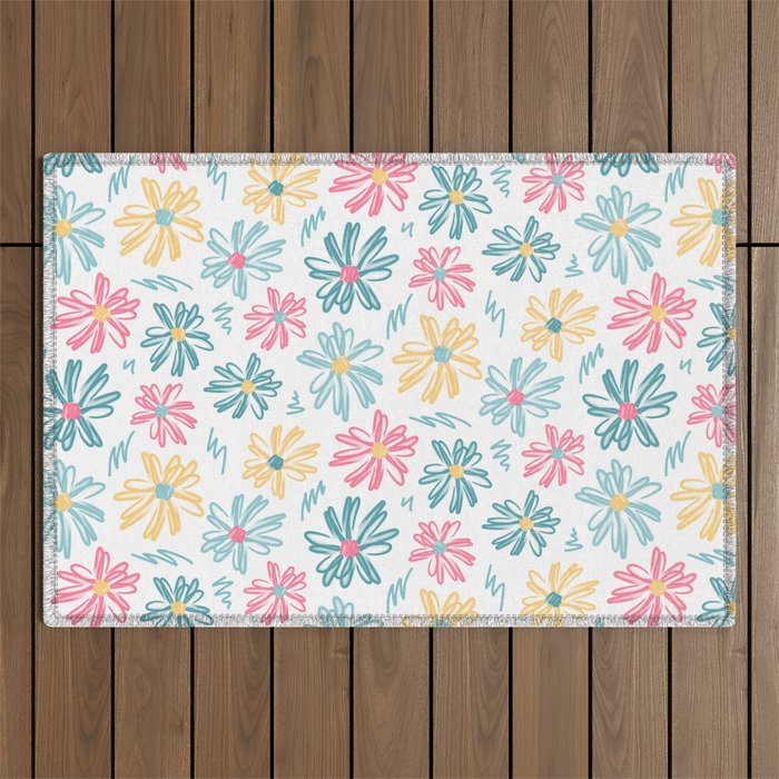 Sunny Day Daisies Outdoor Rug