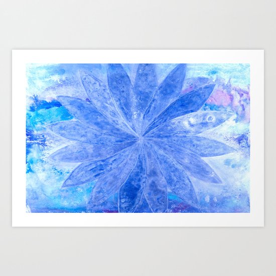 ABSTRACT BLUE DAISY Art Print