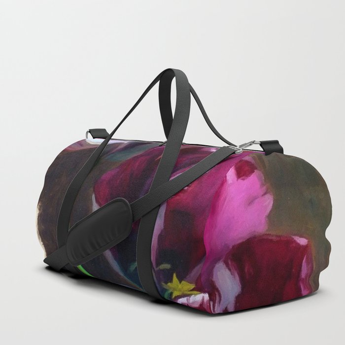 Study of a tulip in amethyst purple still life portrait floral painting for living room, kitchen, dinning room, bedroom home wall decor Duffle Bag