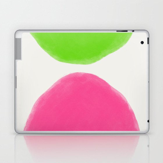 Cheerful Lime Green + Sangaria Sunset Pink Modern Blobs Laptop & iPad Skin