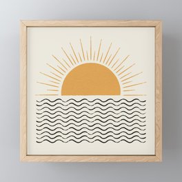Sunrise Ocean -  Mid Century Modern Style Framed Mini Art Print