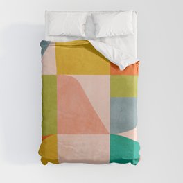 mid century abstract shapes spring I Duvet Cover