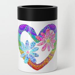 Bright Colorful Heart With Flowers - Colorful Love Can Cooler