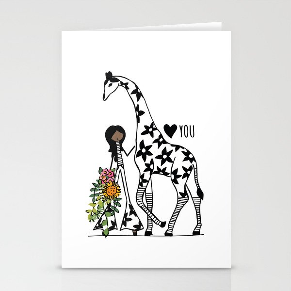 Love You - Giraffe, BIPOC Stationery Cards