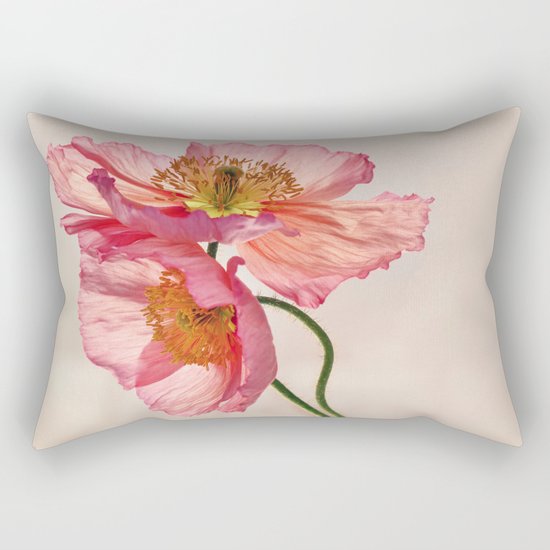 Like Light through Silk - peach / pink translucent poppy floral Rectangular Pillow