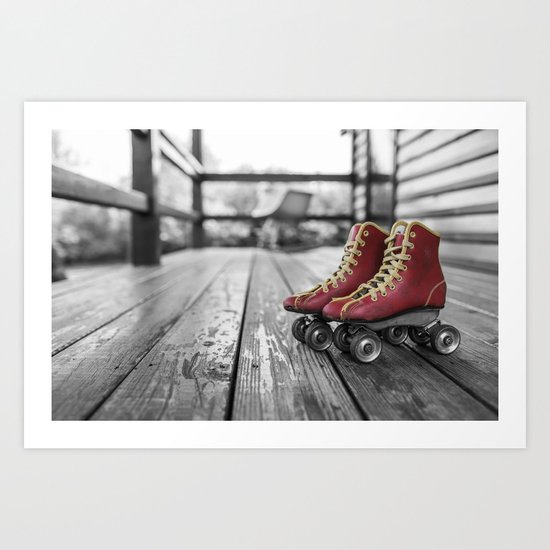 roller noir blanc rouge Art Print