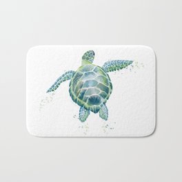 Sea Turtle Bath Mat | Sea Turtle, Blue, Watercolor, Nursery, Art, Underwater, Sea, Nautical, Wildlife, Turtle 