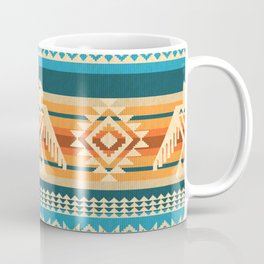 Navajo style abstract seamless pattern with eagle and traditional geometric motifs Coffee Mug