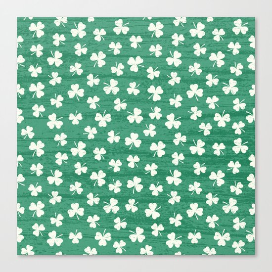 DANCING SHAMROCKS on green Canvas Print
