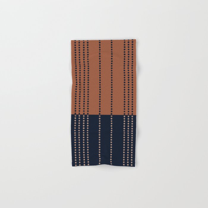 Spotted Stripes, Terracotta and Navy Blue Hand & Bath Towel