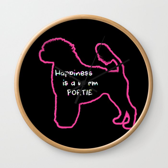 Portuguese Water Dog Happiness is a Warm Portie Wall Clock