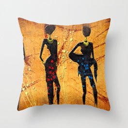 Africa retro vintage style design illustration Throw Pillow | Drawing, Exotic, Travel, Painting, Tribal, African, Nature, Ethnic, People, Wild 