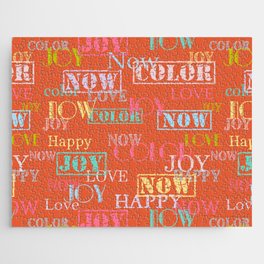 Enjoy The Colors -  Colorful modern abstract pattern on Coral Rose color                             Jigsaw Puzzle