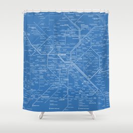 Paris Metro Map - Blue Shower Curtain
