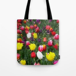 Colorful tulip garden pixel art Tote Bag