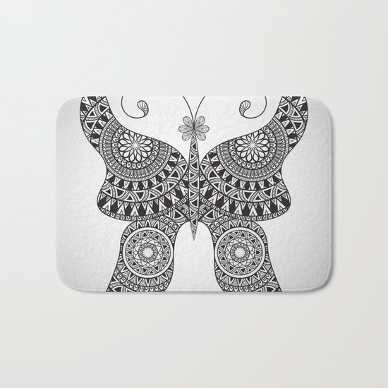 Drawn Butterfly Bath Mat