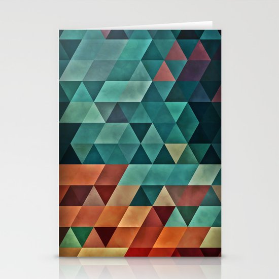 Teal/Orange Triangles Stationery Cards